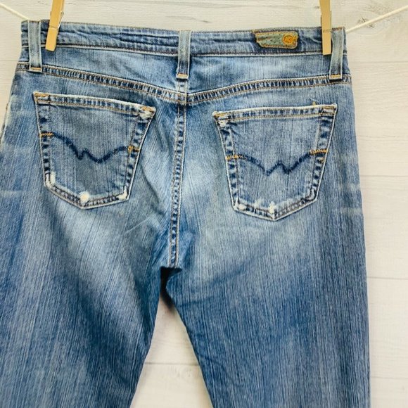 AG Adriano Goldshmied THE ANGEL Boot Cut Mid Rise Light Wash Denim Jeans Sz 28 R - Picture 9 of 10